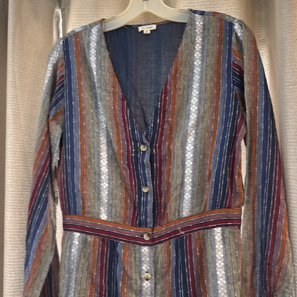 Striped Multicolor Button-Up Romper M - Picture 10 of 12